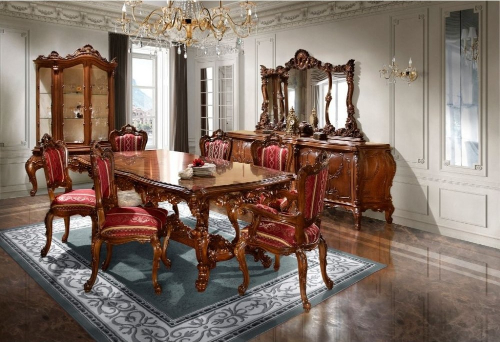 Cum să amenajezi sufrageria în stil clasic - tapițerie roșie